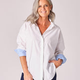 Katoenen overhemd met manchette detail - White / light blue