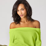 Pull met boothals - Neon yellow