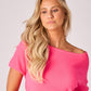 Pull met boothals - Neon pink