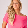 Pull met boothals - Neon pink