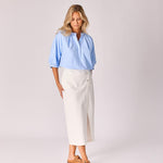 Jeansrok met scheve split - White