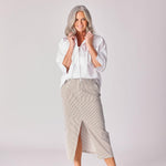 Rok in stretchstof - Taupe stripe