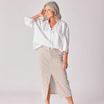 Rok in stretchstof - Taupe stripe