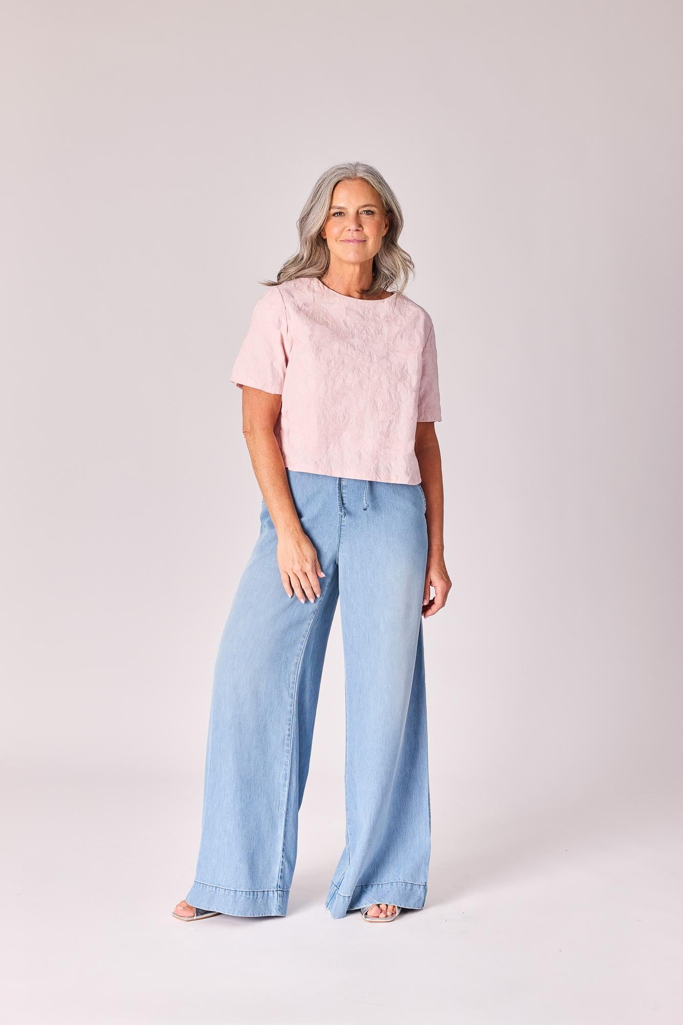 Blouse in bloemenkant - Blush pink