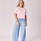 Blouse in bloemenkant - Blush pink