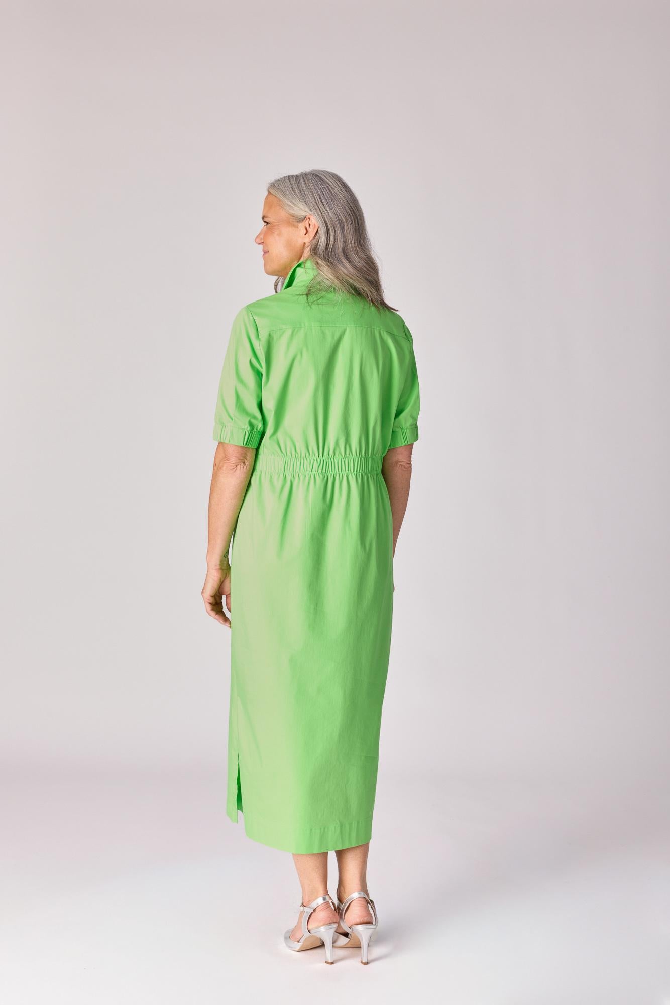 Lange jurk met smok - Neon green