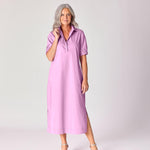 Lange jurk met smok - Lavender pink