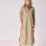 Lange jurk met smok - Pistache