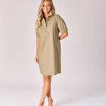 Korte jurk met smok - Pistache