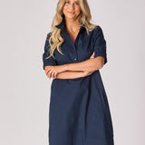 Korte jurk met smok - Navy