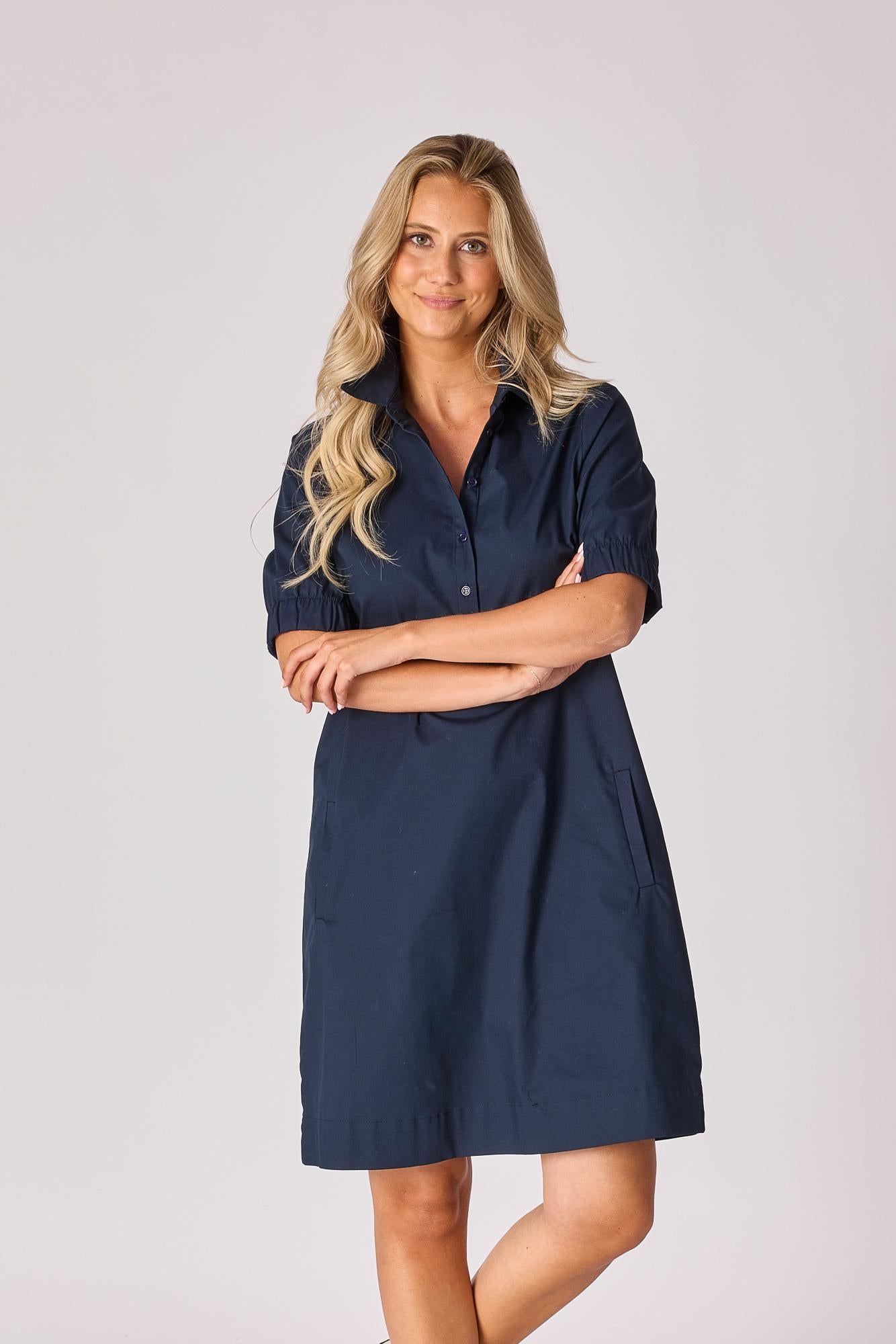 Korte jurk met smok - Navy