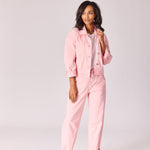 Barrel jeans met tailletouw - Pink