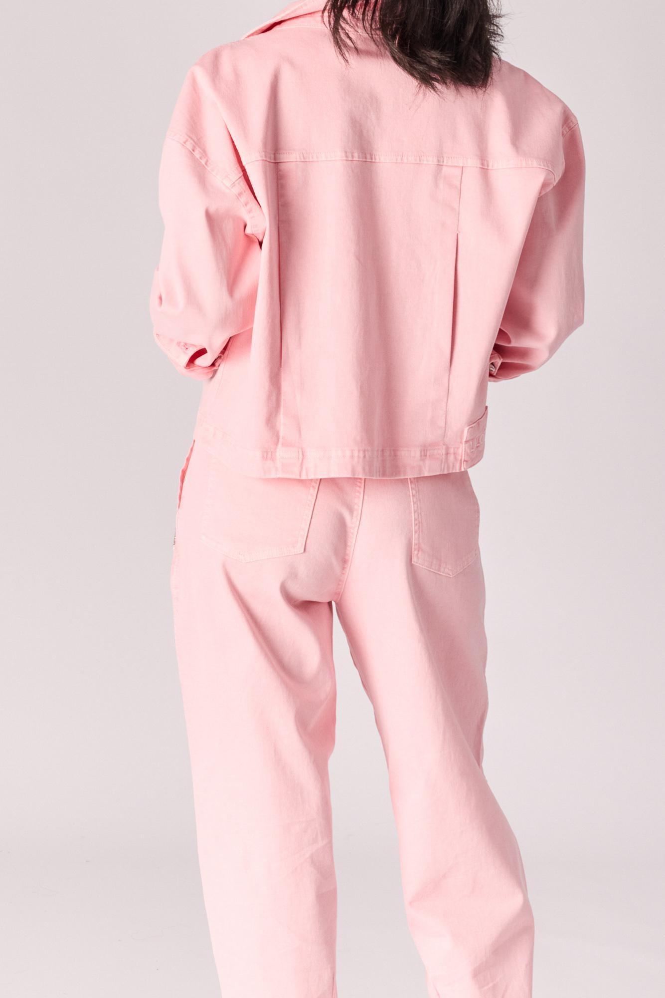 Barrel jeans met tailletouw - Pink