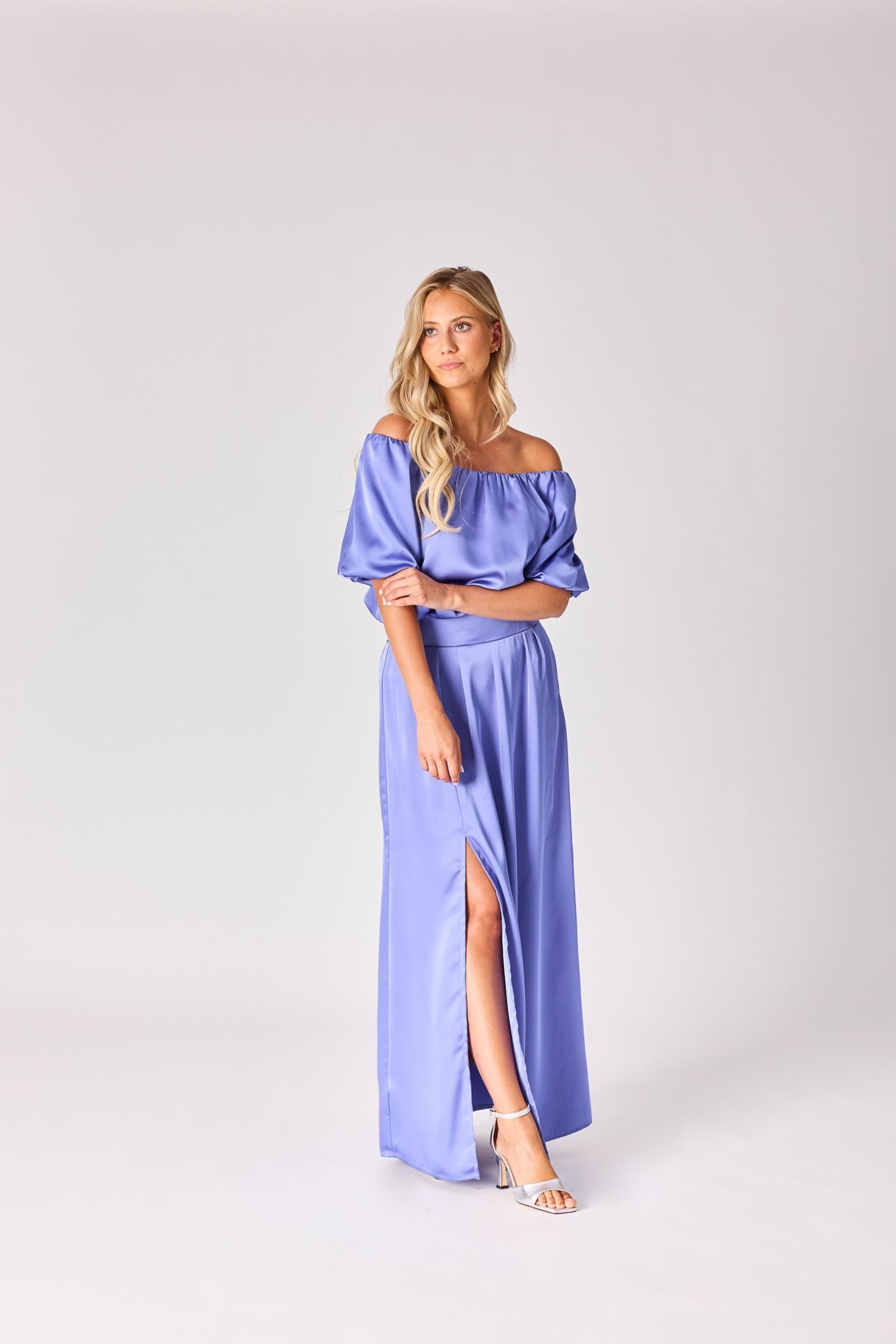 Off-shoulder blouse - Blue lavender