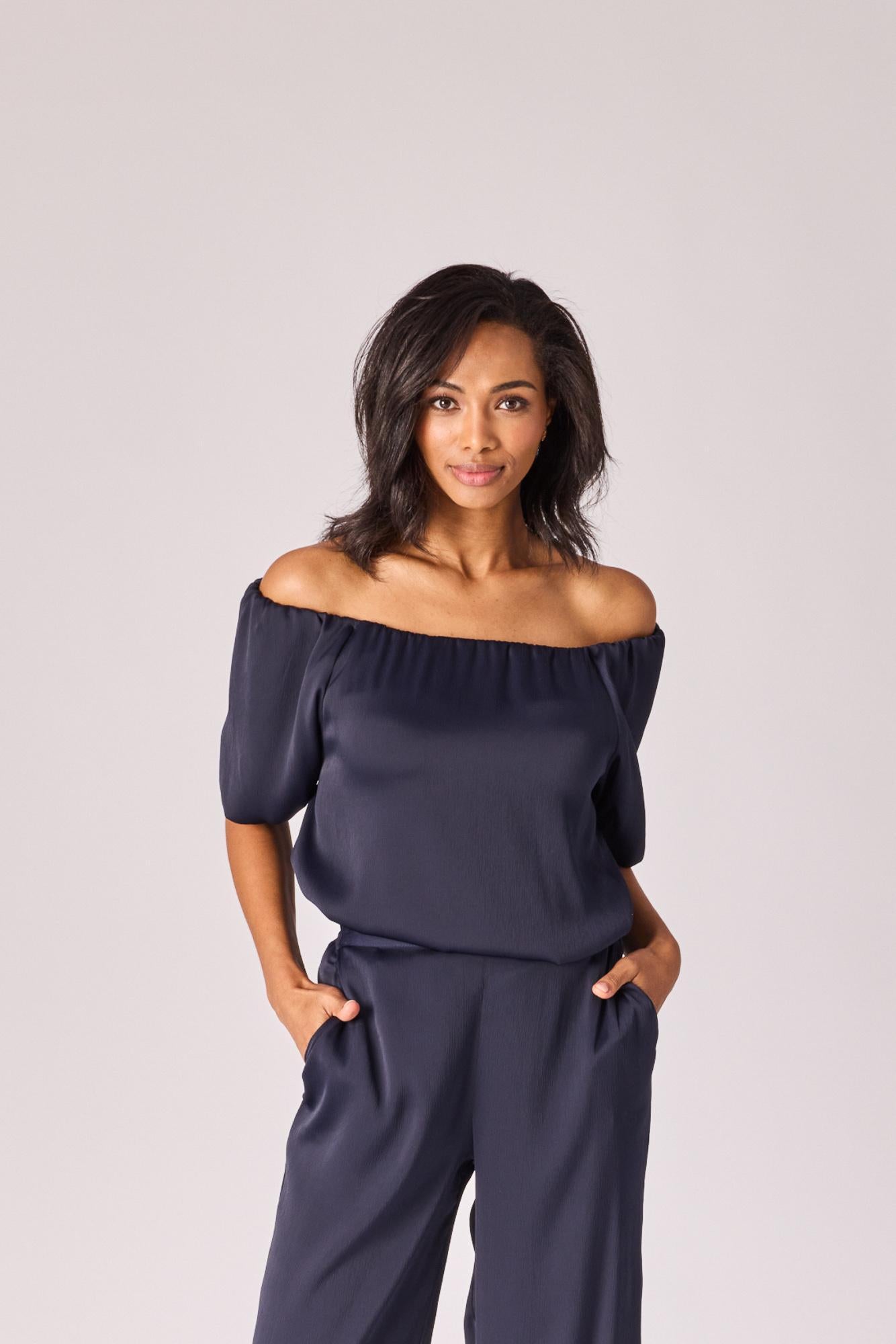 Off-shoulder blouse - Navy