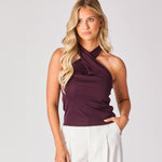 Twisted halter top - Burgundy