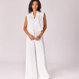 Wijde broek met rekker - White