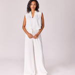 Wijde broek met rekker - White