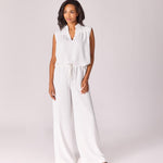 Wijde broek met rekker - White