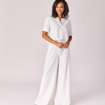 Wijde broek met rekker - White