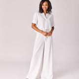 Wijde broek met rekker - White