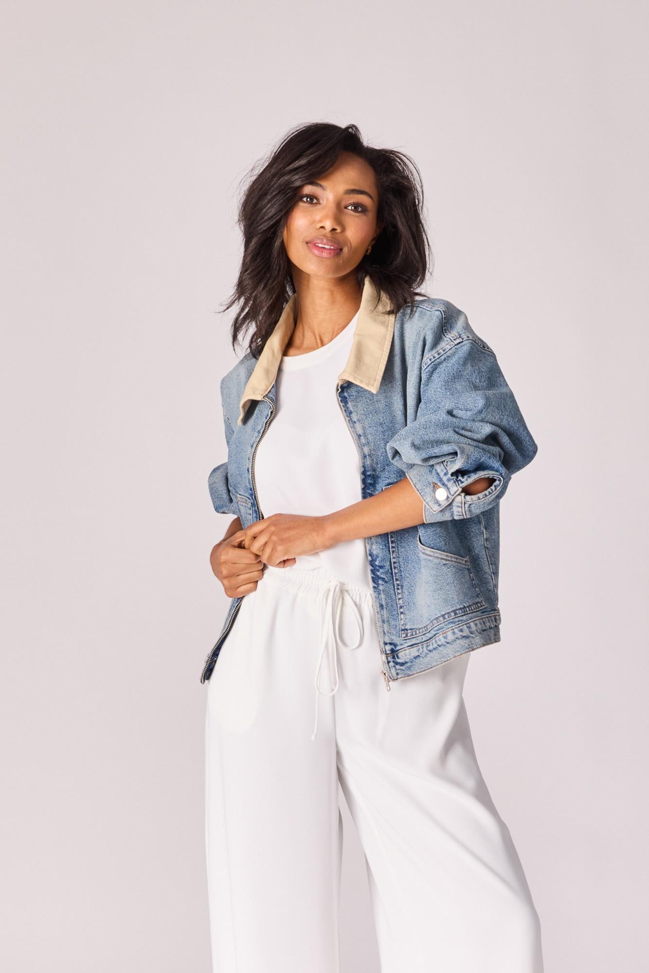 Wijde broek met rekker - White