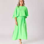 Mouwloze jurk met afneembare cape - Neon green