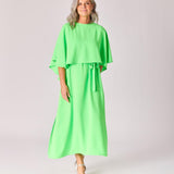 Mouwloze jurk met afneembare cape - Neon green