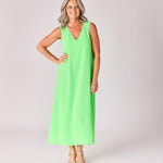 Mouwloze jurk met afneembare cape - Neon green