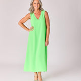 Mouwloze jurk met afneembare cape - Neon green