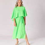 Mouwloze jurk met afneembare cape - Neon green