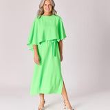 Mouwloze jurk met afneembare cape - Neon green