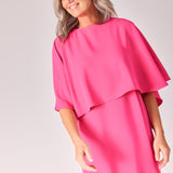 Mouwloze jurk met afneembare cape - Pink