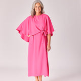 Mouwloze jurk met afneembare cape - Pink