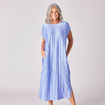 Lange jurk in frippé stof - Lavender blue