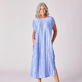 Lange jurk in frippé stof - Lavender blue