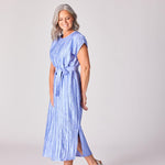 Lange jurk in frippé stof - Lavender blue