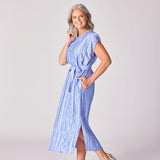 Lange jurk in frippé stof - Lavender blue