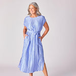 Lange jurk in frippé stof - Lavender blue