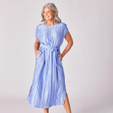 Lange jurk in frippé stof - Lavender blue