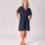 Linnen mini-jurk - Navy