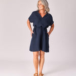 Linnen mini-jurk - Navy