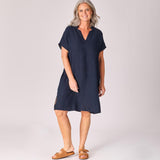 Linnen mini-jurk - Navy