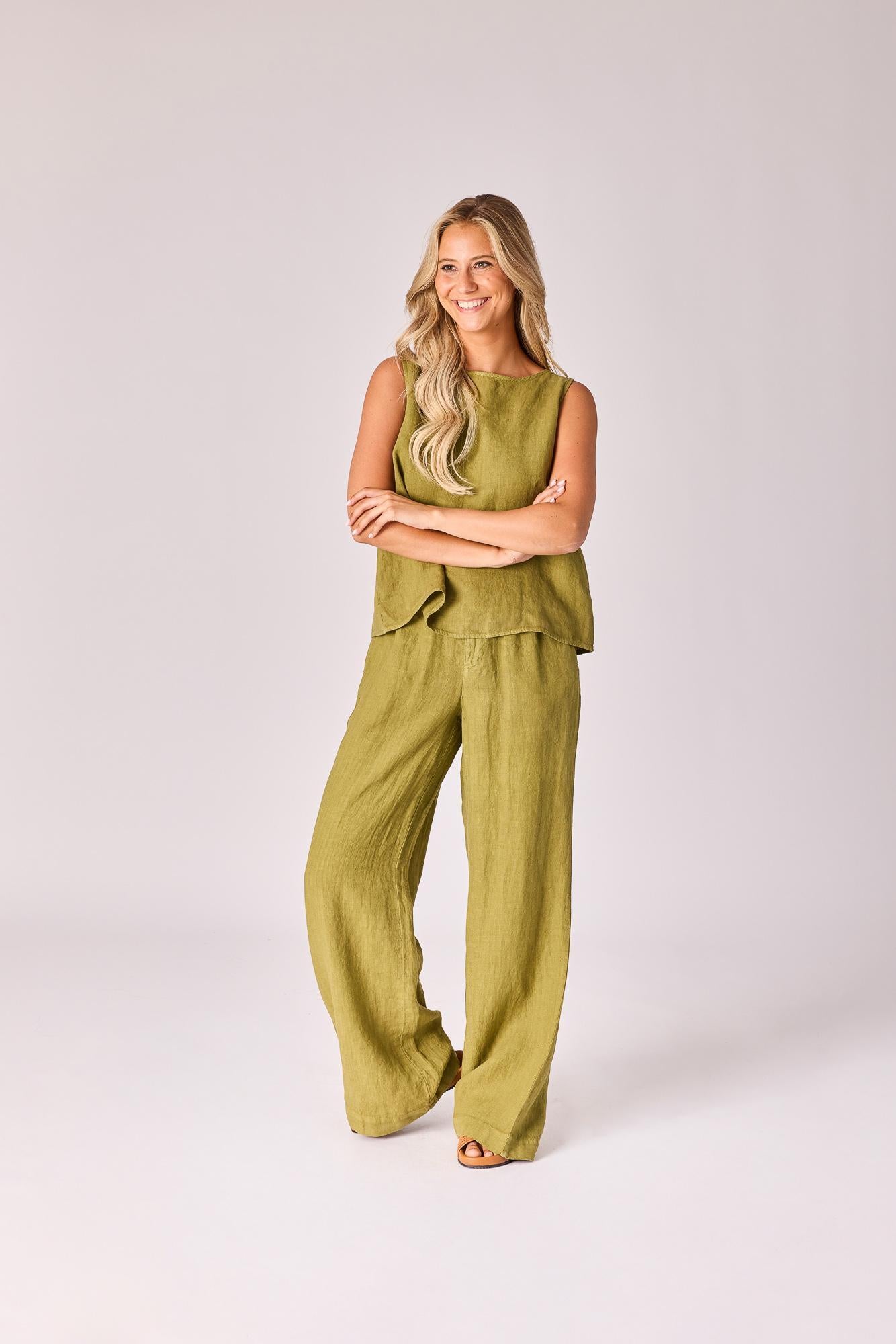 Linnen broek - Olive