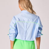 Blouse met fluo detail - Light blue / Fluo green