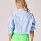 Blouse met fluo detail - Light blue / Fluo green