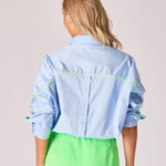 Blouse met fluo detail - Light blue / Fluo green