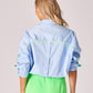 Blouse met fluo detail - Light blue / Fluo green