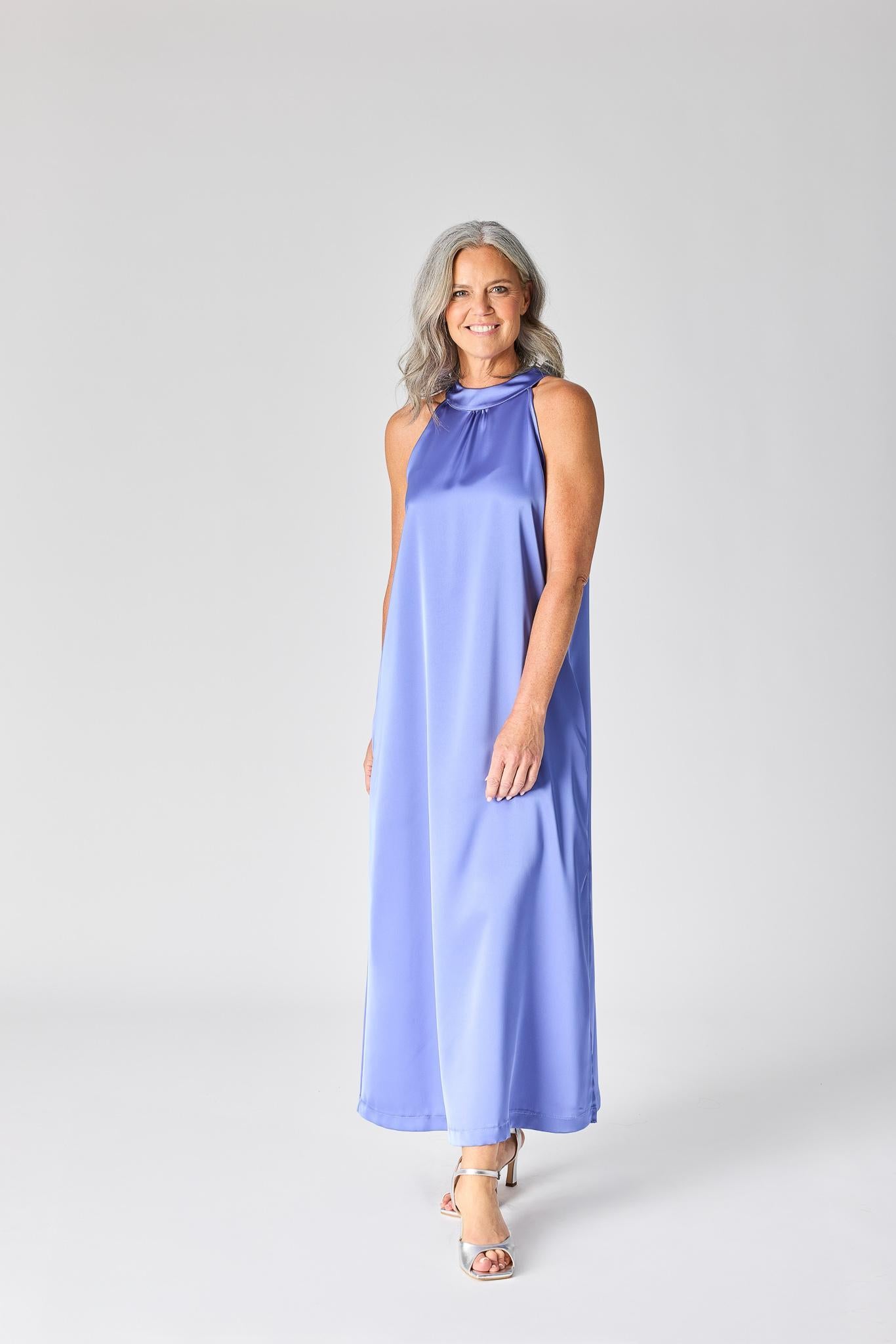 Lange jurk met halternek - Lavender Blue