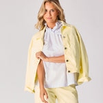 Top met halternek - Butter yellow stripe